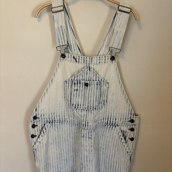 Faherty‎ Topsail Overalls Womens XL Light Wash Striped Railroad Western Cowgirl - Picture 2 of 9